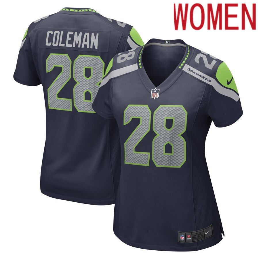 Women Seattle Seahawks 28 Justin Coleman Nike College Navy Game Player NFL Jersey
